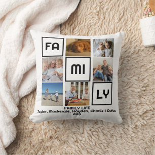 Familienleben 7 Fotos und Personalisierter Text Kissen