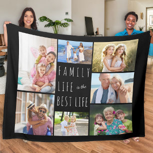 Familienleben ist das beste Leben 7 Foto Schwarz Fleecedecke
