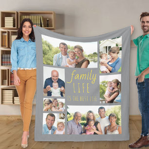 Familienleben Zitat Grau und Gelb 7 Foto Fleecedecke