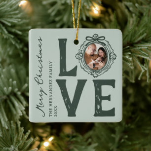 Familienliebe-Doodle-Foto-Weihnachten Keramikornament
