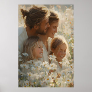 Familienliebe Druck Gänseblümchen Feld Gemälde, Zu Poster
