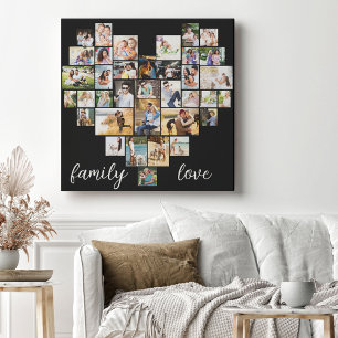 Familienliebe Herzförmige 36-Foto-Collage Leinwanddruck