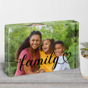 Familienliebe Schwarzes benutzerdefiniertes horizo Fotoblock