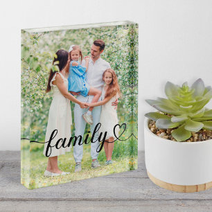 Familienliebe Schwarzes vertikales Foto-Skript Fotoblock