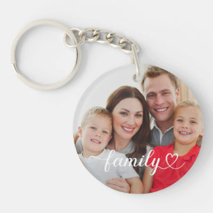 Familienliebe Weißes Schriftcustom-Foto Schlüsselanhänger