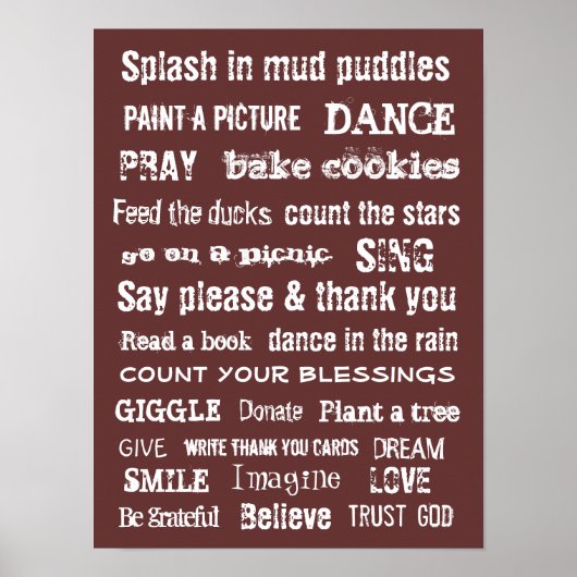 Familienmauer hängt Wichtige Dinge, an die man sic Poster (Vorne)