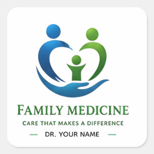 Familienmedizin-Logo für die Markenbildung einer m Quadratischer Aufkleber