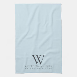 Familienmongramm Elegante Pastel Blaue Küche Geschirrtuch