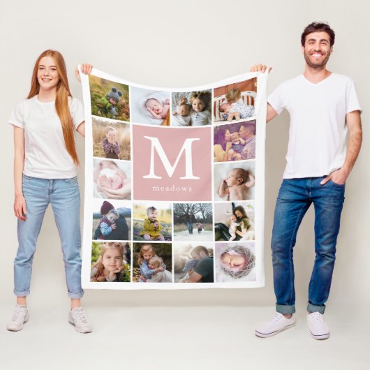 Familienmonogramm-Foto Fleecedecke (Beispiel)