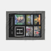 Familienmonogramm-Fotocollage dunkelgrau Fleecedecke (Vorderseite (Horizontal))