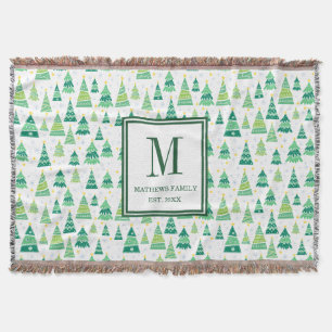 Familienmonogramm Initial Weihnachtsbaum Muster Decke