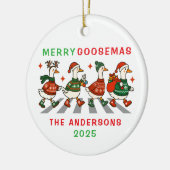 Familienmonogramm Weihnachtsgoose Keramik Ornament (Links)