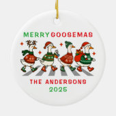 Familienmonogramm Weihnachtsgoose Keramik Ornament (Hinten)