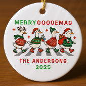 Familienmonogramm Weihnachtsgoose Keramik Ornament