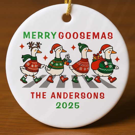 Familienmonogramm Weihnachtsgoose Keramik Ornament