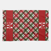 Familienmonogramm Weihnachtskariert Geschirrtuch (Horizontal)