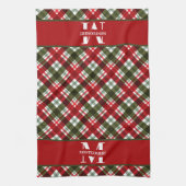 Familienmonogramm Weihnachtskariert Geschirrtuch (Vertikal)