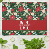 Familienmonogramm Weihnachtskariert Geschirrtuch (Gefaltet)