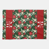 Familienmonogramm Weihnachtskariert Geschirrtuch (Horizontal)