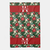 Familienmonogramm Weihnachtskariert Geschirrtuch (Vertikal)