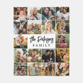 Familienname 18 Foto Collage Modernes, elegantes S Fleecedecke