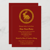 Familienname 2023 Chinesisches Neujahrshasen hinzu Einladung (Vorne/Hinten)