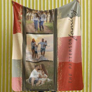 Familienname 3 Foto-Collage Rustikale Abstraktion Sherpadecke