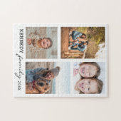 Familienname 4 Foto Collage White Puzzle (Horizontal)