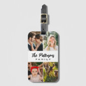Familienname 4 Fotomaterial Moderne Elegant Minima Gepäckanhänger (Vorderseite Vertikal)