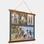 Familienname 5 Foto Collage Einfache Moderne Wandteppich Mit Holzrahmen (Gewinkelt)