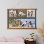 Familienname 5 Foto Collage Einfache Moderne Wandteppich Mit Holzrahmen (Schlafzimmer)