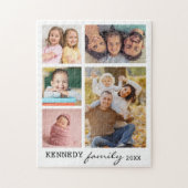 Familienname 5 Foto Collage White Puzzle (Vertikal)