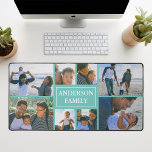 Familienname 8 Foto Collage Aquamarin Schreibtischunterlage<br><div class="desc">Dieses wunderschön gestaltete Familienname 8 Foto Collage Desk Mat ist eine perfekte Mischung aus Funktionalität und Sentimentalität. Die Schreibtischmatte aus langlebigen, hochwertigen Materialien bietet ausreichend Platz für acht sorgfältig ausgewählte Fotos Ihrer Familienmitglieder. Es verfügt über einen atemberaubenden Hintergrund, der die Farbe der Bilder verstärkt und dadurch auffällig macht. Diese Schreibtischmatte...</div>