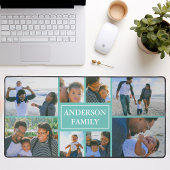 Familienname 8 Foto Collage Aquamarin Schreibtischunterlage