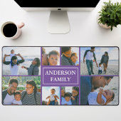 Familienname 8 Foto Collage Lila Schreibtischunterlage