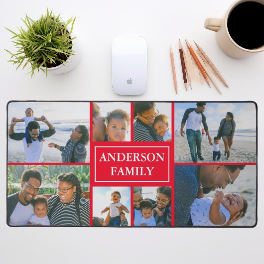 Familienname 8 Foto Collage Red Schreibtischunterlage
