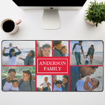 Familienname 8 Foto Collage Red Schreibtischunterlage<br><div class="desc">Dieses wunderschön gestaltete Familienname 8 Foto Collage Desk Mat ist eine perfekte Mischung aus Funktionalität und Sentimentalität. Die Schreibtischmatte aus langlebigen, hochwertigen Materialien bietet ausreichend Platz für acht sorgfältig ausgewählte Fotos Ihrer Familienmitglieder. Es verfügt über einen atemberaubenden Hintergrund, der die Farbe der Bilder verstärkt und dadurch auffällig macht. Diese Schreibtischmatte...</div>
