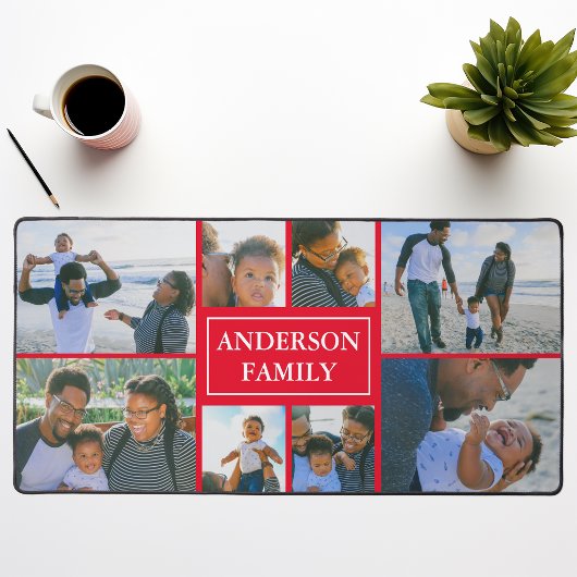 Familienname 8 Foto Collage Red Schreibtischunterlage