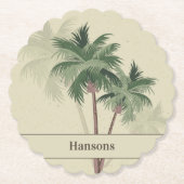 Familienname auf der Vintagen Palmbaumskala Untersetzer (Vorderseite)