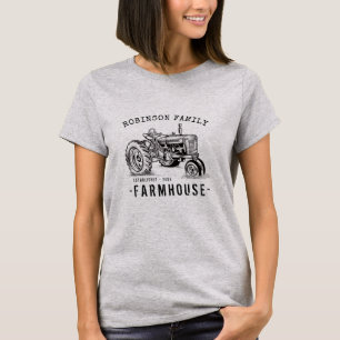 Familienname Bauernhof Rustikaler Vintager Traktor T-Shirt