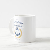 Familienname Beach House Anchor Gold Style Laurel Kaffeetasse (Vorderseite Links)