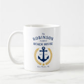 Familienname Beach House Anchor Gold Style Laurel Kaffeetasse (Links)