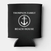 Familienname Beach House Sea Anchor Schwarz-weiß Dosenkühler (Vorderseite)