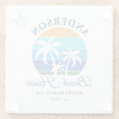 Familienname Beach House Sun Palm Trees Glasuntersetzer (Rückseite)