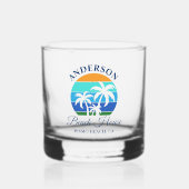 Familienname Beach House Sun Palm Trees Whiskyglas (Vorderseite)