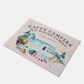 Familienname Begrüßungsmatte | Happy Campers Fußmatte (Schrägansicht)