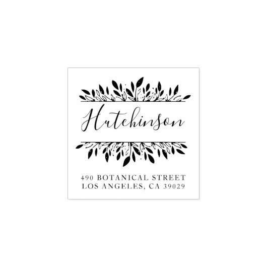 Familienname Botanische handgeschriebene Rücksende Gummistempel (Prägung)