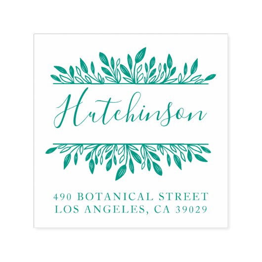 Familienname Botanische handgeschriebene Rücksende Permastempel (Design)