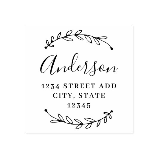 Familienname Botanischer Kalligrafie Gummistempel (Prägung)