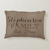 Familienname Burlap Rustic Dekokissen (Rückseite)